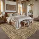 9x12 Washable Living Room Area Rug Non-Slip Retro Brown Large Carpet