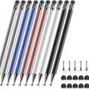 Bopomofo Stylus (10 Pcs),2-in-1 Stylus Pen for Touch Screen,High Precision and Sensitivity,Suitable for iPhone/ipad/Android Tablets,Compatible with Touch Screens (Silver/Blue/Rose Gold/White/Black)