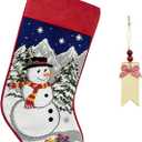 Arciveberg Needlepoint Christmas Stockings, 18 Inches Vintage Xmas Stocking with Personalized Name Tag, Embroidered Snowman Design, Old-Fashioned Christmas Holiday Party Gift Family Decoration