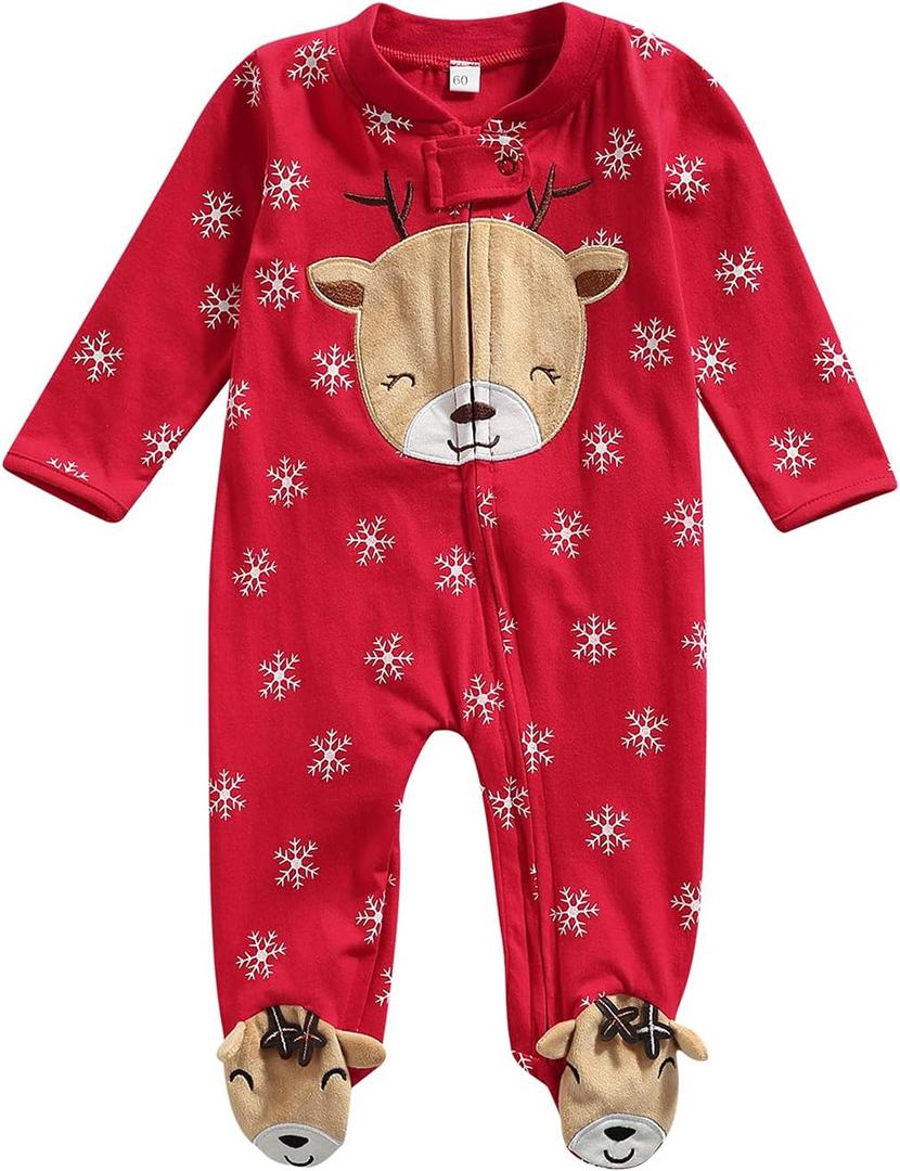 6 x One opening Newborn Baby Boy Girl Zipper Footies Pajamas Pjs Ribbed Solid Long Sleeve Romper Jumpsuits Footed Sleep and Play, Size 60