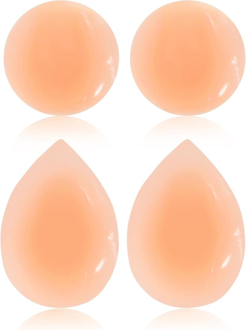 4Pcs Silicone Butt Pads for women, Adhesive Reusable Butt Hip Dip Corrector Enhancer for Crossdressers Underwear (Beige, M)