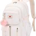 LXYGD Laptop Backpack 15.6 Inch Kids Elementary Middle High School Bag College Backpacks Anti Theft Travel Back Pack Large Bookbags for Teens Girls Women Students (Off-white)