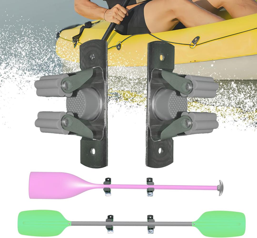 2-Pack Universal Paddle Holder Clip - Multi-Use Wall Mount Organizer for Paddles, Fishing Rods & Rod-Shaped Tools - Tool-Free Release & Space-Saving Design