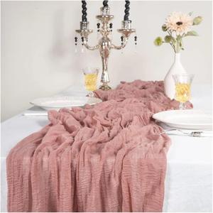Cheesecloth Table Runner 6 pcs Cheesecloth Table Runner Gauze Fabric for Bridal Wedding Decor Valentines Birthday Party(Pink,80x300cm)