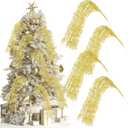 30 Pack Gold Long Glitter Berry Spray Pick 37" Branches Artificial Firework Berry Stem Decorations Curly Willow Christmas Tree Picks and Sprays for Xmas Tree Wreath Craft Home Vase Decoration