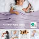 Bedsure GentleSoft 100% Cotton Blanket Queen Size for Bed - Breathable and Lightweight, Soft Cozy Textured Herringbone Woven Blanket for Summer, Light Purple, 90x90 inches