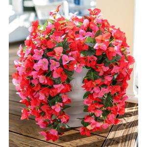 Faux Bougainvillea Artificial Flowers Plants for Outdoors Outside Decoration, 2 pcs Fake Flowers Realistic UV Resistant Silk Long Trailing Vines for Front Door Porch Planter Urn Patio Balcony Yard,Mix
