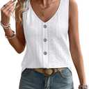 WIHOLL Womens Tank Tops Loose Casual Summer Tops Eyelet V Neck Basic Sleeveless Shirts Trendy 2026 (White, M)