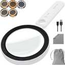 Glass Magnifying Glass with Light Handheld 10X 30X Magnifier with 36 LEDs, 5 Color Modes Rechargeable Lighted Magnifiers, Gift for Senior Reading, Coin, Stamps, Inspection (Black & White)