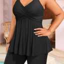 Aqua Eve Plus Size Tankini with Shorts - Two Piece Swimsuit Tummy Control Bathing Suit Flowy Swimwear 2026 (Black), Size 20W 