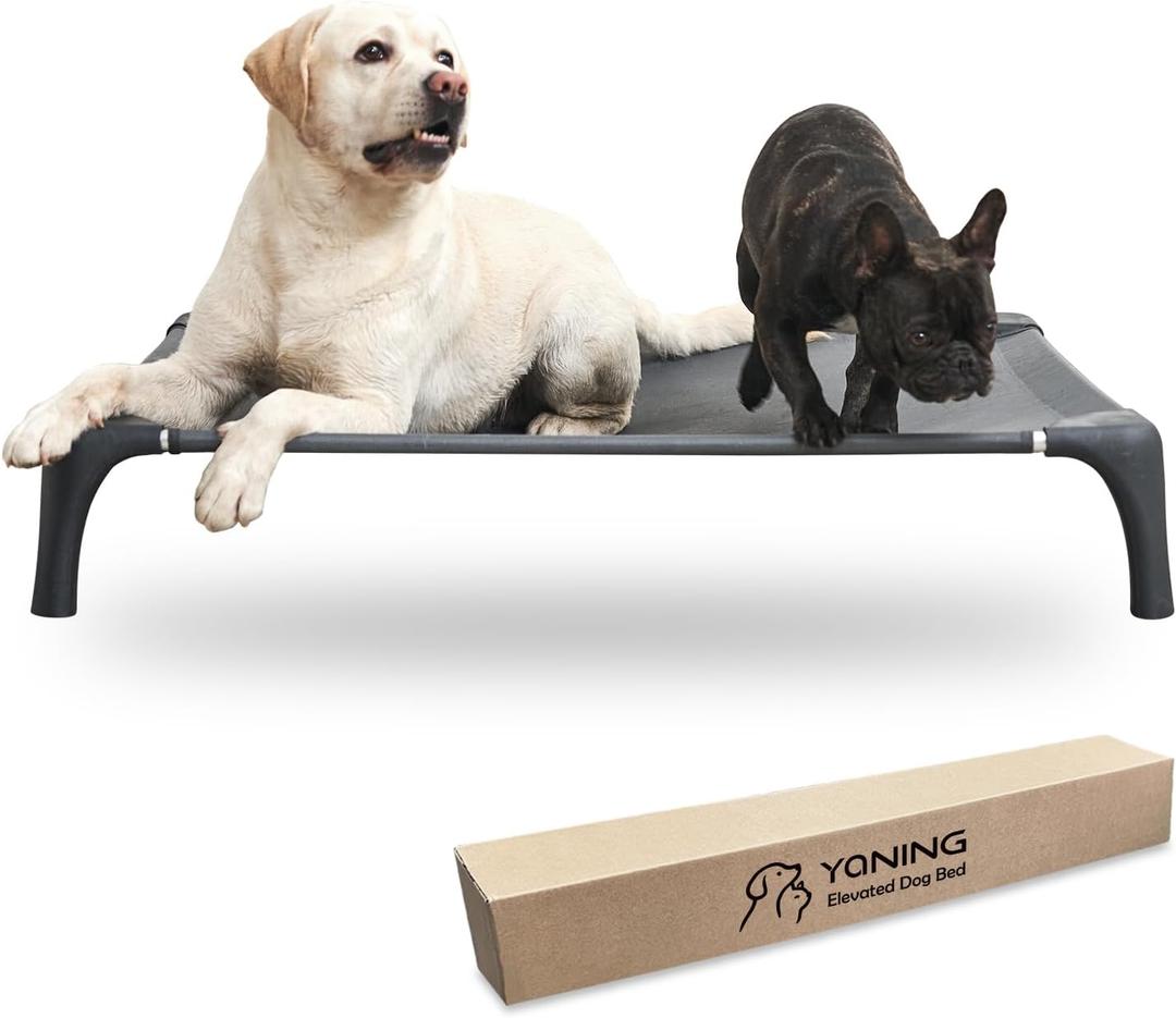 Elevated Dog Bed for Large Dogs, Easy to Assemble Durable Raised Dog Cot with Aluminum Alloy Frame, Breathable Mesh (Dark Grey)