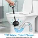 Sellemer Toilet Brush and Plunger Set, Curved Design Head for Deep Cleaning, Heavy Duty Toilet Bowl Brush and Plunger Combo with Holder for Bathroom Cleaning, Black, 1 Pack