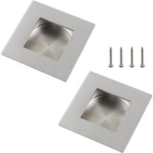 2 Pack Recessed Door Handles Polished Handles Square Sliding Door Pull, Size: 2.8X2.8inch