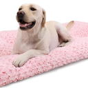 KSIIA Washable Dog Bed Deluxe Plush Dog Crate Beds Comfy Kennel Pad AntiSlip Pet Sleeping Mat for Large, Jumbo, Medium, Small Dogs Breeds, 23" x 18", Pink