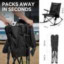 Huskfirm Oversized Rocking Camping Chair Folding Rocking Chair with High Back Padded Outdoor Rocking Chair Heavy Duty Portable Rocker Chair for Camping, Lawn and Patio, Supports Up to 400 lbs, Black