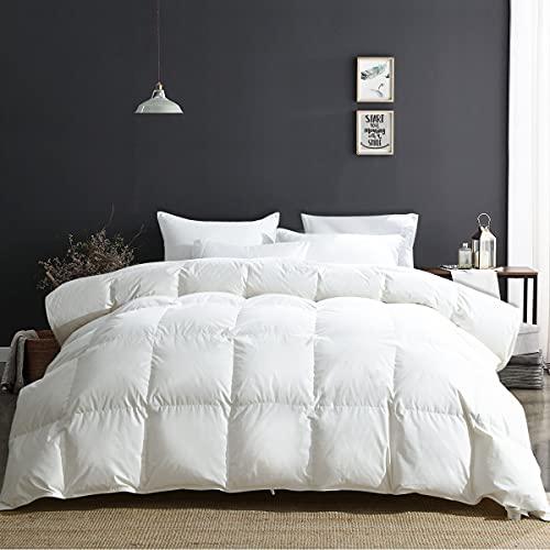 APSMILE Oversized King Luxury Organic Cotton All Season Down Feather Fibers Comforter, High Fill-Power Medium Warmth Duvet Insert (120x98, Ivory White)