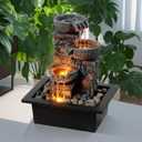 Tabletop Waterfall Fountain 3 Bowls with LED Light, Soothing Water Flow Sound, Zen Meditation Decor for Home and Office, Relaxation Water Fountains Indoor (23113)