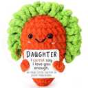 Mini Funny Carrots Daughter Gifts from Mom Dad, Birthday Gifts for Kids Teens Adults Daughter in Law Bonus Step, I Love You Small Cute Stuff Things, Handmade Emotional Positive Crochet Carrot