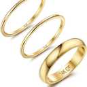 Jstyle 14K Gold Filled Stacking Rings for Women, Minimalist Stackable Gold Rings, Dainty Non Tarnish Pinky Thumb Statement Thin Band Rings Set, Comfort Fit 1mm 3mm, Size 6