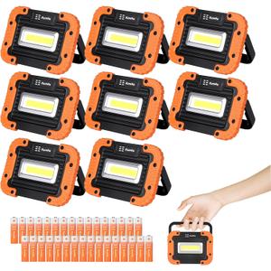 KunHe 4 Pack Magnetic Battery Powered Work Light 500 Lumen Portable Work Light IPX4 Waterproof 180 Rotating Bracket (32 AA Alkaline Batteries Included) for Camping Car Repair Emergency