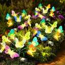 Anordsem Solar Garden Lights Outdoor: 8 Removable Fiber Optic Fabric Butterflies 4 Pack - Waterproof Fun Animal Decoration for Yard Patio - Gardening Gifts for Garden Lovers (Butterfly)