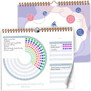Clever Fox Habit Calendar Circle  24-Month Inspirational Daily Habit Tracker with Colorful Pages  Routine & Goal Planner Journal (White & Lavender)