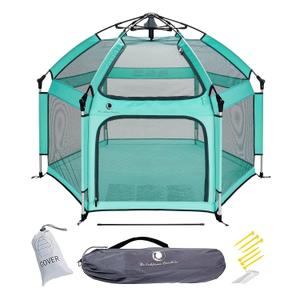 POP 'N GO PLAYPEN - Indoor & Outdoor Baby Playpen for Babies and Toddlers - Baby Beach Tent, Foldable, Portable W/Canopy, Travel Bag, & Mosquito Net - Pop Up Pack and Play Tent (Sweet Mint)
