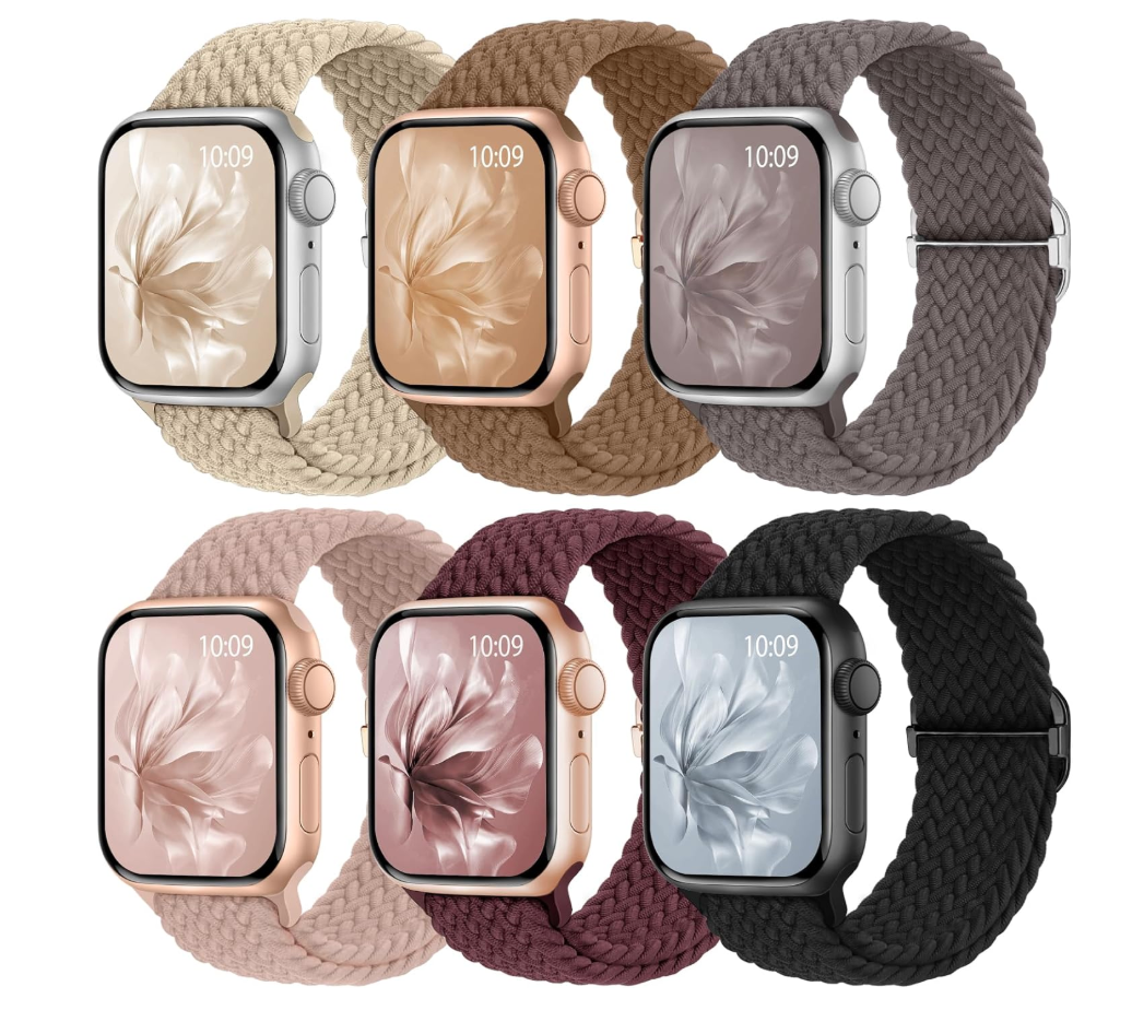 6  Pack Stretchy Bands Compatible with Apple Watch Band 40mm 38mm 41mm 42mm 44mm 45mm 46mm 49mm Women Men, Water-Resistant Solo Loop Elastic Sport Straps for iWatch Series 11 10 9 8 7 6 5 4 3 SE Ultra