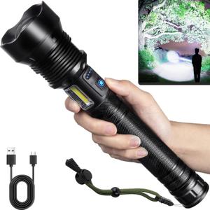 Flashlights High Lumens Rechargeable, Super Bright 3000 Lumens Flashlights with USB Cable, Brightest LED Flashlight for Emergencies, High Powered Flash Light IPX6 Waterproof 7 Light Modes Zoomable