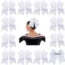 Hipheer 12Pcs 8" Large cheer bows with alligator clips for Teen Girls Softball Cheerleader Sports (White)