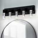 5-Light LED Vanity Light Fixture in Black - Modern Bathroom Lighting, Over Mirror Illumination | Multicolor Temperature 3000K-6000K | Stylish Bathroom Decor & Energy-Saving 25W Vanity Lighting