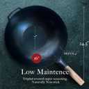 Large Flat Bottom 16-inch Traditional Carbon Steel Wok Pan - Authentic Hand Hammered Woks and Stir Fry Pans - Pow Wok with no chemical coating