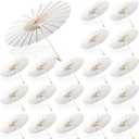 Sanwuta 20 Pcs Paper Umbrella 23.6 Inch Paper Parasol Umbrella DIY Decorative Chinese Japanese Umbrella Vintage Handmade Oil Paper Japanese Parasol for Photo Props Craft Party Wedding