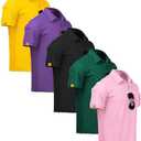 ZITY 2 Pack Mens Polo Shirt Short Sleeve Sports Golf Tennis T-Shirt Moisture-Wicking Summer Shirts XL