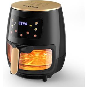 Glass Air Fryer, 6 Qt Airfryer with Transparent Fry Bowl, Adjustable Temperature, Touch Panel Control, Circulating Heating, Compact and Large, Nonstick & Dishwasher Safe
