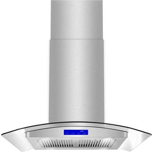 COSMO COS-668ICS750 30 in. Lumin Collection 380 CFM Ducted Island Range Hood, Soft Touch Controls, LED Lights, Stainless Steel