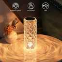Portable Crystal Table Lamp,3 Color Touch Control Rechargeable Lamp,Crystal Bedside Lamp,Night Light, Room Decor Desk Lamp,Bedroom,Living Room,Kitchen,Dining Room Lamp (3-Color Rose)