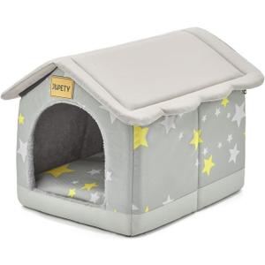 Jiupety Dog House Indoor, M Size Indoor Dog House for Medium and Small Dog, Warm Cave Sleeping Nest Bed for Cats and Dogs, Gray