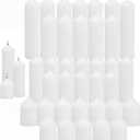 36 Pcs Individually Wrapped Pillar Candles Bulk, 2x3 2x6 2x8 Inch, Unscented Dripless Smokeless, Hurricane Candles for Wedding Party, Spa, Home Decor (36 White Pointed-tip, 2 x 3/6/8 Inch)