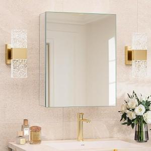 HABIUBIU 20 x 26 Inch Medicine Cabinet with Mirror, Bathroom Mirror Cabinet with Adjustable Shelves, Aluminum Silver Medicine Cabinets for Bathroom, Recessed or Wall Mounted Medicine Cabinets