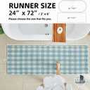 TYUU Waffle Runner Rug Bathroom, Long Boho Bathroom Rugs Non Slip Washable Absorbent Checkered Bathroom Mat Quick Dry Cute Bath Mat, 72"x24" Blue and White