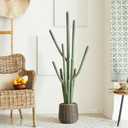 44” Artificial Cactus Plant with Brown Decorative Planter, Realistic Faux Cactus Plants Indoor, Tropical Artificial Cacti Floor Plant for Table Living Room Office Porch Home & Outdoor Decor