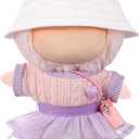 5 Pcs Stylish Set for 17cm Dolls with Fashion Hat ,Water Bottle,Skirt,Shoes and Sweater Outfit Set, Cute Doll Style Accessories Gift(Kawaii,Purple)