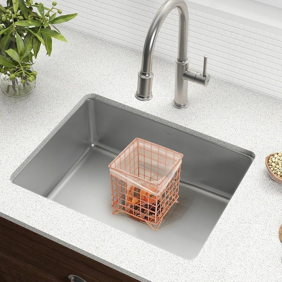 Stainless Steel Sink Strainer with 200 Disposable Filters  Kitchen Drain Basket Anti-Clogging, Easy Clean,Food Catcher, Fits Standard & Large Sinks