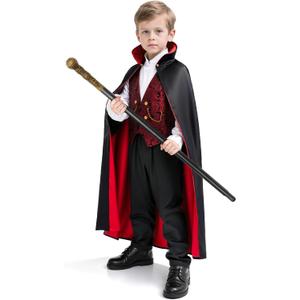 KukuFun Halloween Scary Vampire Prince Bat Costumes for Toddlers Boys (Medium(5-8yr)