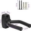 Guitar Wall Mount Hanger 2 Pack, Guitar Hanger Wall Hook Holder Stand Display Black with Screws - Easy to Install - Fits All Size Guitars, Bass, Mandolin, Banjo, Ukulele