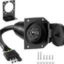 YONHAN 4 Pin to 7 Pin Adapter Trailer Light Adapter 4-Way Flat Truck to 7-Way Blade Reverse Plug Connector with Mounting Bracket for Towing Solutions