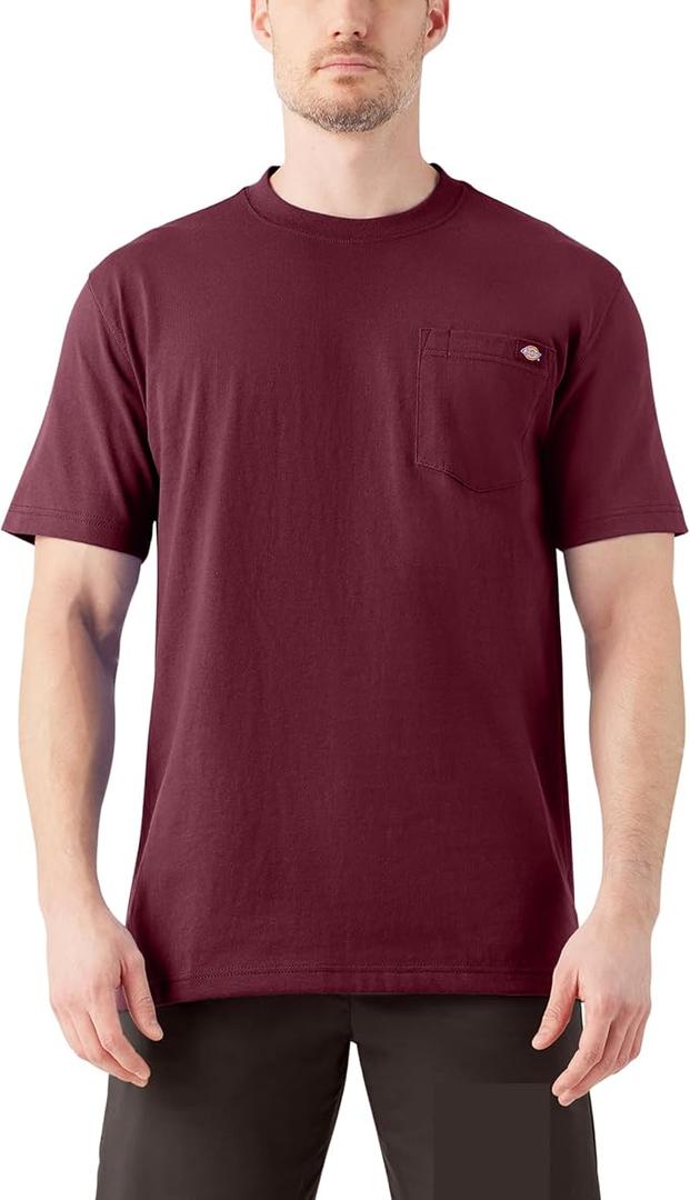 Dickies Men's Short Sleeve Heavyweight Heathered Pocket Tee, 3X-Large Big Tall, Burgundy