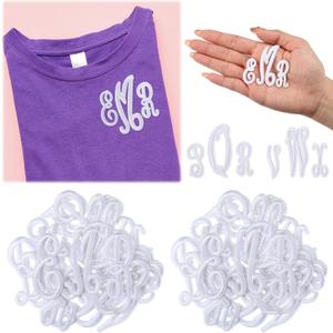 Lyrow 78 Pieces Iron on Letters Patches, Cursive Letters Monogram Alphabet Embroidered Patch A-Z Applique for Scrubs Medical Uniform Clothes Short Sleeve Pocket T-Shirt Backpack(White)