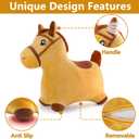 iPlay, iLearn Bouncy Pals Hopping Horse, Toddler Girl Boy Inflatable Bouncing Animal Hopper Toy, Outdoor Indoor Plush Ride on Bouncer, Baby Birthday Gift 18 Month 2 3 4 Year Old Kid - Horse